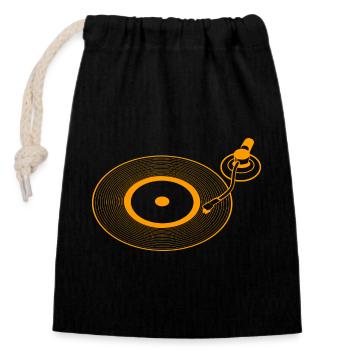 Disques vinyles - Sac cadeau en coton avec cordon (14 x 20 cm) - noir - Devant