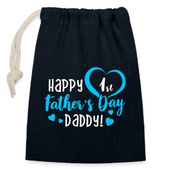 Joyeux 1er enfant de la fête des pères - Sac cadeau en coton avec cordon (14 x 20 cm) - bleu marine - Devant