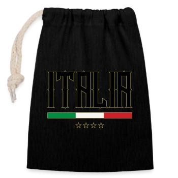 ITALIA ITALIEN FLAGGE FUSSBALL - Sac cadeau en coton avec cordon (14 x 20 cm) - noir - Devant