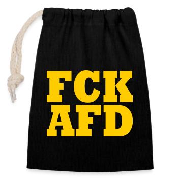 Fck afd - Verschließbarer Geschenkbeutel aus Baumwolle (14x20cm) - Schwarz - Vorne