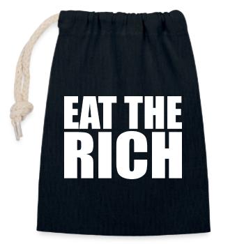 Eat the rich - Verschließbarer Geschenkbeutel aus Baumwolle (14x20cm) - Navy - Vorne