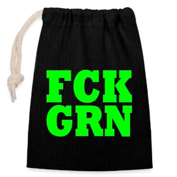 Fck grn - Sac cadeau en coton avec cordon (14 x 20 cm) - noir - Devant