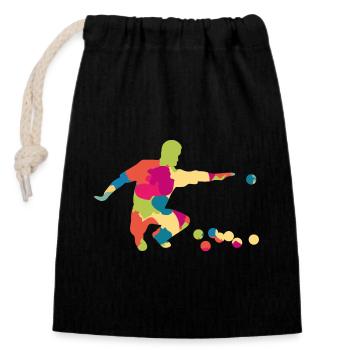 Boccia Petanqué Player Silhouette - Closable cotton gift bag (14x20cm) - black - Front