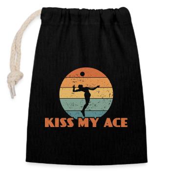 Kiss My Ace Volleyball Spielen - Sac cadeau en coton avec cordon (14 x 20 cm) - noir - Devant