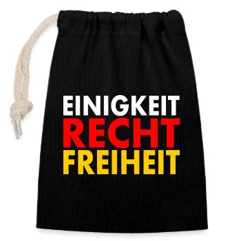 Einigkeit recht freiheit - Verschließbarer Geschenkbeutel aus Baumwolle (14x20cm) - Schwarz - Vorne