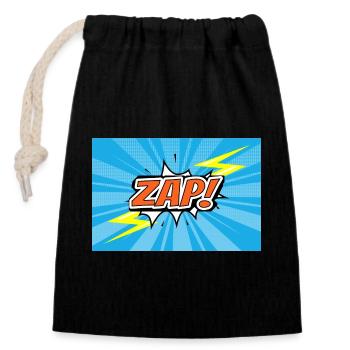 ZAP! Comic Style Graffiti Lettering - Closable cotton gift bag (14x20cm) - black - Front
