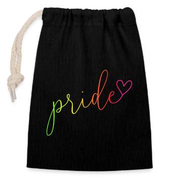 Pride Regenbogen Farben Schrift - Verschließbarer Geschenkbeutel aus Baumwolle (14x20cm) - Schwarz - Vorne