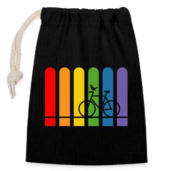 Vélo arc-en-ciel arrondi - Sac cadeau en coton avec cordon (14 x 20 cm) - noir - Devant