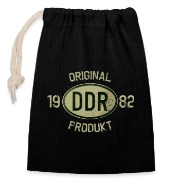 Original DDR Product Year of construction 1982 Birthday - Closable cotton gift bag (14x20cm) - black - Front
