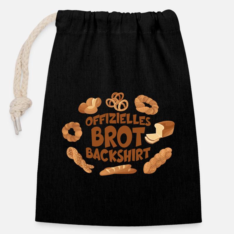 OFFIZIELLES BACKSHIRT BROT BÄCKER - Verschließbarer Geschenkbeutel aus Baumwolle (14x20cm) - Schwarz