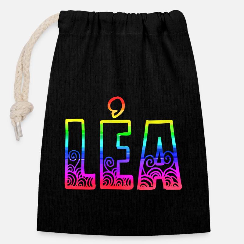 léa rs regenbogen - Verschließbarer Geschenkbeutel aus Baumwolle (14x20cm) - Schwarz