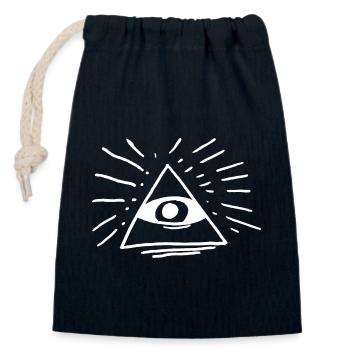 Œil Illuminati - Sac cadeau en coton avec cordon (14 x 20 cm) - bleu marine - Devant