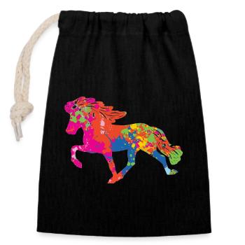 Tölter 2 touches de couleur - Sac cadeau en coton avec cordon (14 x 20 cm) - noir - Devant