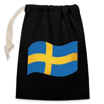 The flag of Sweden Sverige - Closable cotton gift bag (14x20cm) - black - Front