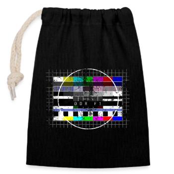 DDR Testbild Color look utilisé - années 80 - Sac cadeau en coton avec cordon (14 x 20 cm) - noir - Devant