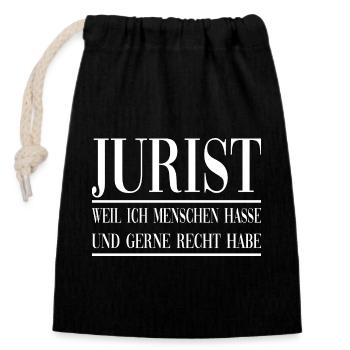 Jurist - Verschließbarer Geschenkbeutel aus Baumwolle (14x20cm) - Schwarz - Vorne