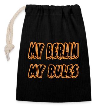Berlin - Closable cotton gift bag (14x20cm) - black - Front