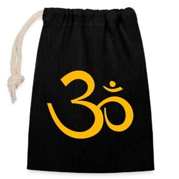 Symbole om ohm jaune transparent zen yoga - Sac cadeau en coton avec cordon (14 x 20 cm) - noir - Devant