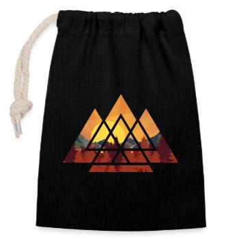 Sunset - Geometric - Hiking - Mountains - Camping - Closable cotton gift bag (14x20cm) - black - Front