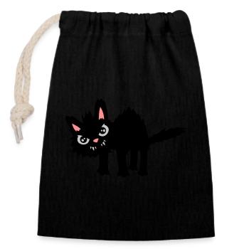 Lustige Böse Katze - Verschließbarer Geschenkbeutel aus Baumwolle (14x20cm) - Schwarz - Vorne