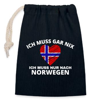 Norwegen - Verschließbarer Geschenkbeutel aus Baumwolle (14x20cm) - Navy - Vorne