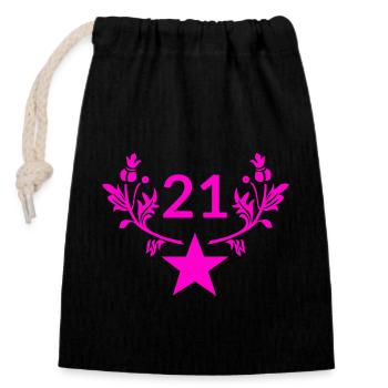 Birthday - Closable cotton gift bag (14x20cm) - black - Front