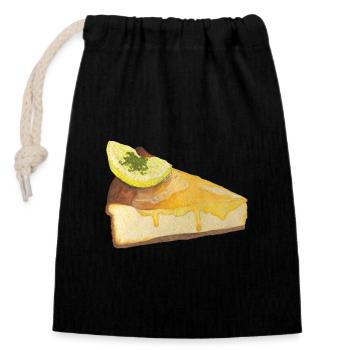 Gâteau au fromage au citron - Sac cadeau en coton avec cordon (14 x 20 cm) - noir - Devant
