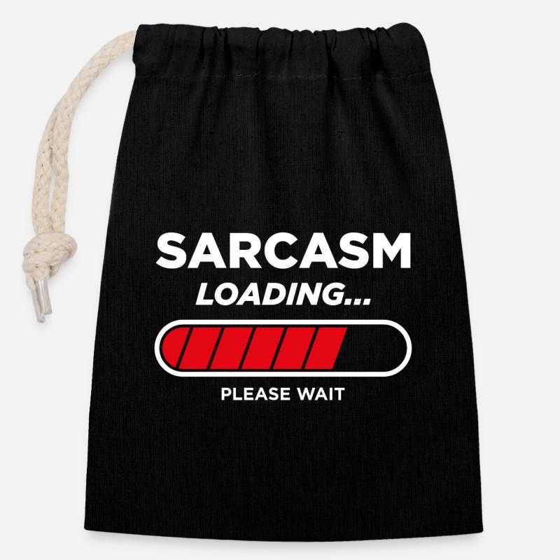 Sarcasm Loading - Closable cotton gift bag (14x20cm) - black