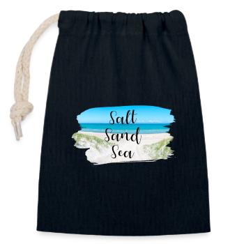 Salt Sand Sea Coast Sayings Summer Sun Sea - Closable cotton gift bag (14x20cm) - navy - Front