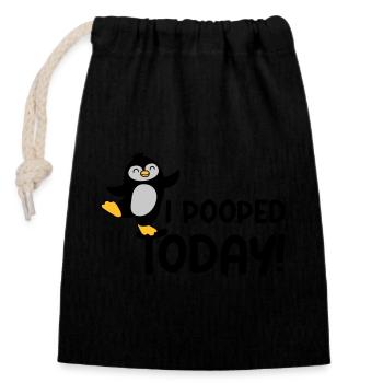 I pooped today Pinguin - Verschließbarer Geschenkbeutel aus Baumwolle (14x20cm) - Schwarz - Vorne
