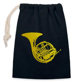 Horn - Closable cotton gift bag (14x20cm) - navy - Front