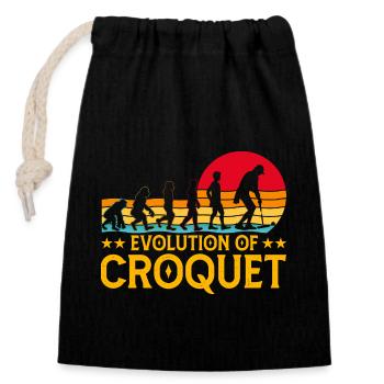 Evolution of Croquet - Closable cotton gift bag (14x20cm) - black - Front