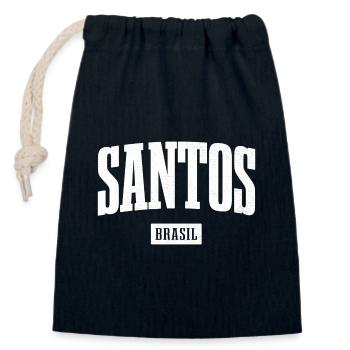 Contraste de lettrage Santos Brasil - Sac cadeau en coton avec cordon (14 x 20 cm) - bleu marine - Devant