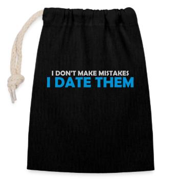 Date Mistakes Quote Logo - Closable cotton gift bag (14x20cm) - black - Front
