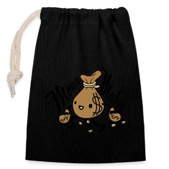 Money Maker living money bag - Closable cotton gift bag (14x20cm) - black - Front