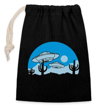 Wüsten UFOs Mystery Szene - Verschließbarer Geschenkbeutel aus Baumwolle (14x20cm) - Schwarz - Vorne