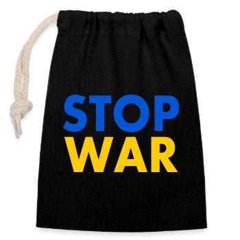 Stop war - Closable cotton gift bag (14x20cm) - black - Front
