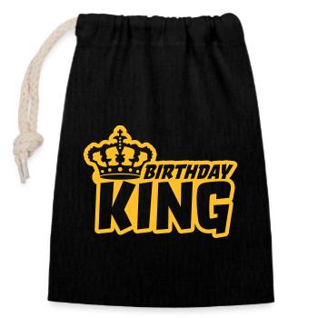 Krone Logo Birthday King - Verschließbarer Geschenkbeutel aus Baumwolle (14x20cm) - Schwarz - Vorne