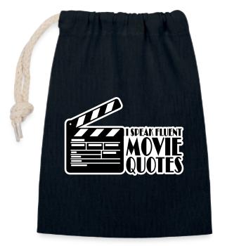 parler couramment des citations de films - Sac cadeau en coton avec cordon (14 x 20 cm) - bleu marine - Devant