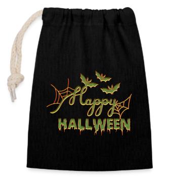 Halloween scary witch horror ghost monster - Closable cotton gift bag (14x20cm) - black - Front