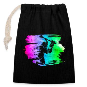 Lacrosse - Closable cotton gift bag (14x20cm) - black - Front