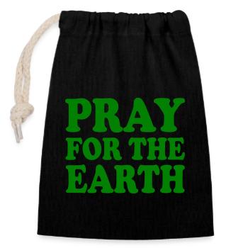 Pray for the earth - Sac cadeau en coton avec cordon (14 x 20 cm) - noir - Devant