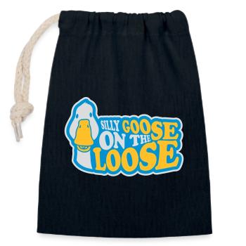 goose on the loose - Verschließbarer Geschenkbeutel aus Baumwolle (14x20cm) - Navy - Vorne