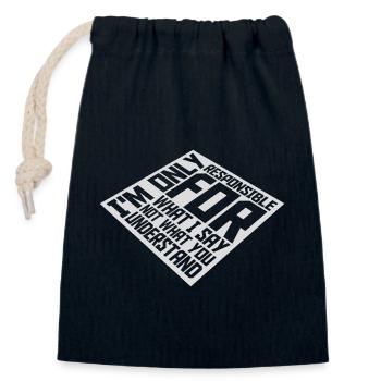what I say quote - Closable cotton gift bag (14x20cm) - navy - Front