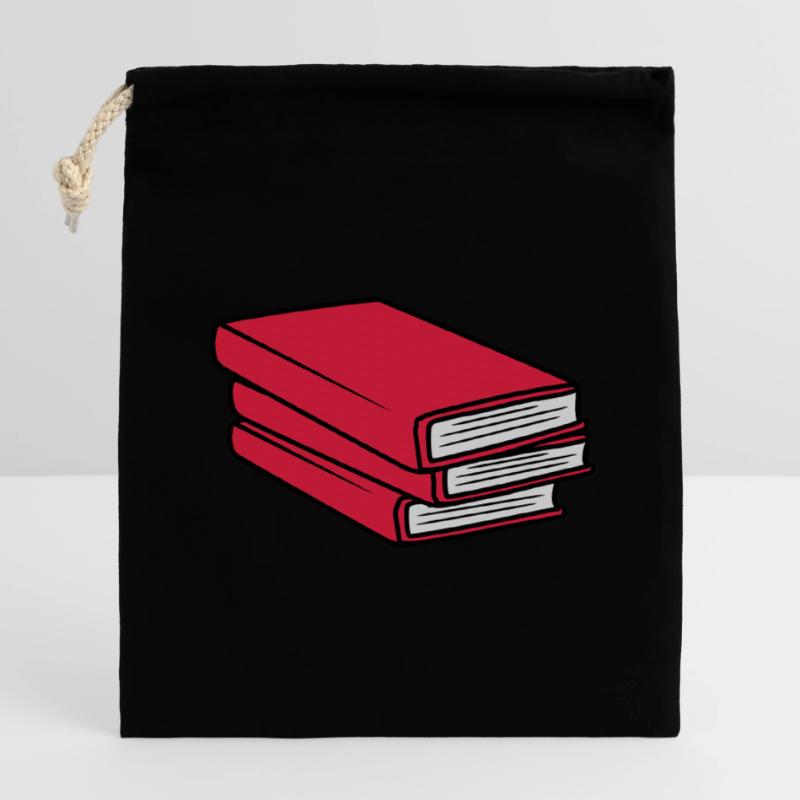 3 Conception de pile de livres Sac cadeau en coton avec cordon (14 x 20 cm)