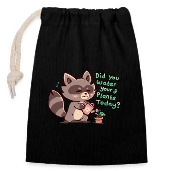 Avez-vous arrosé vos plantes - Sac cadeau en coton avec cordon (14 x 20 cm) - noir - Devant
