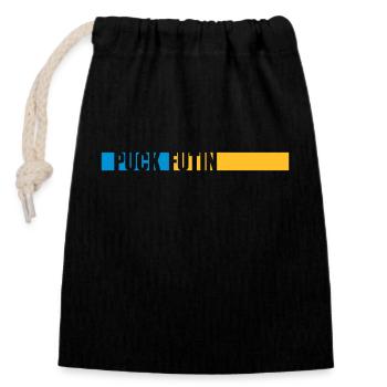 puck futin logo design - Closable cotton gift bag (14x20cm) - black - Front