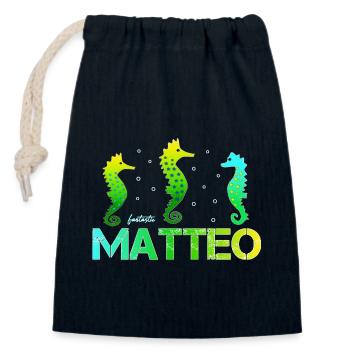 Matteo Geburtstag Matteo - Verschließbarer Geschenkbeutel aus Baumwolle (14x20cm) - Navy - Vorne