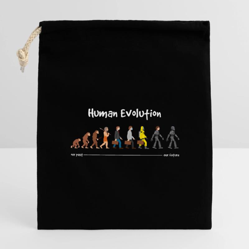 Evolution eine robotische Zukunft Dunkel Verschließbarer Geschenkbeutel aus Baumwolle (14x20cm)