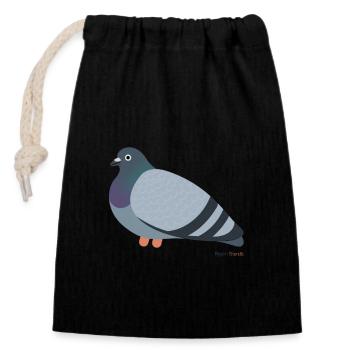 Unsere geliebte graue Stadttaube - Urban Pigeon - Verschließbarer Geschenkbeutel aus Baumwolle (14x20cm) - Schwarz - Vorne